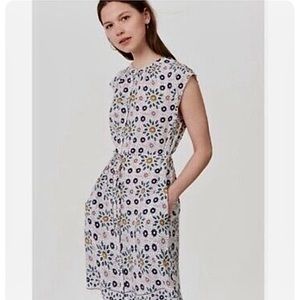 Loft floral button up dress with belt